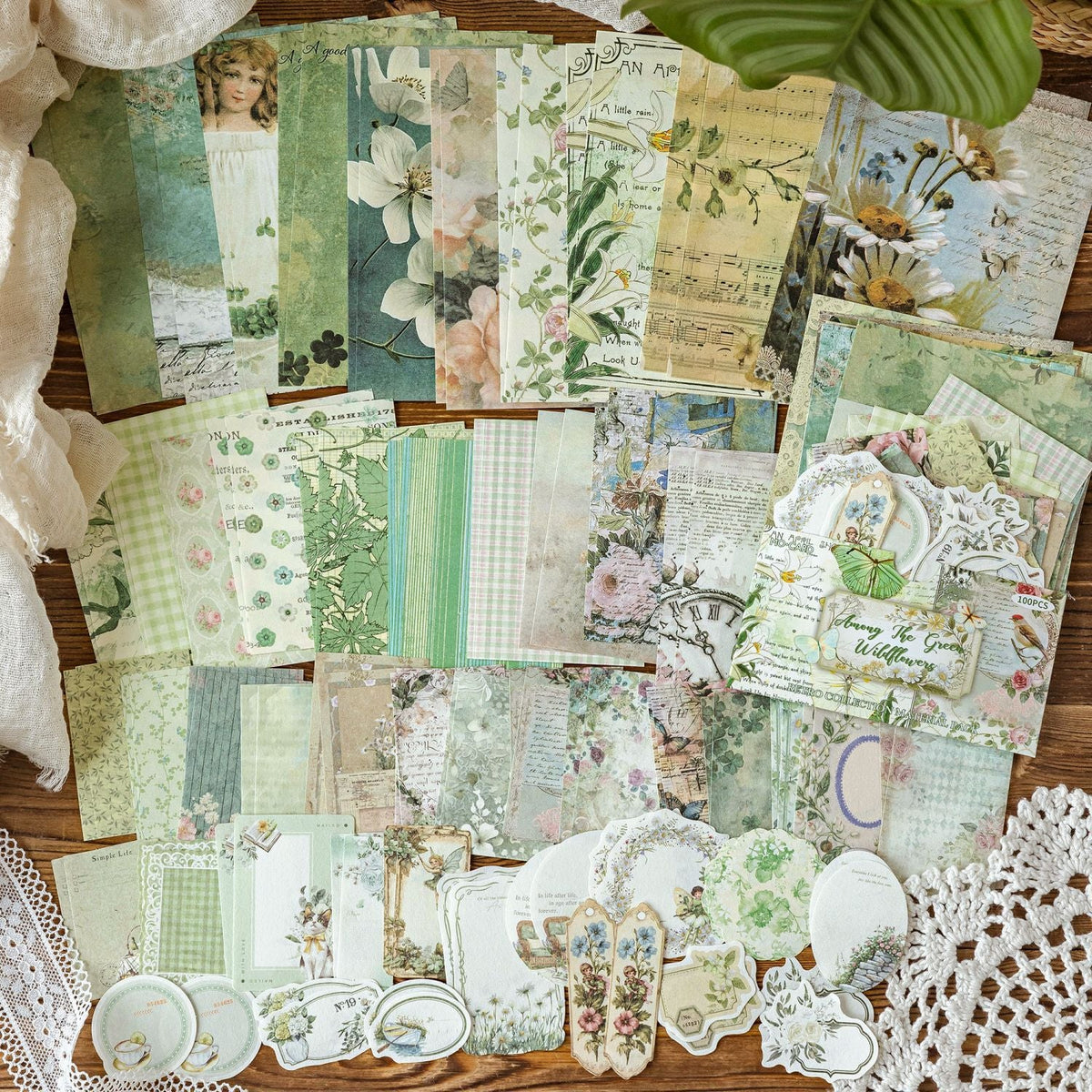 Secret Garden Green Wildflower Ephemera Pack - Secret Garden Series