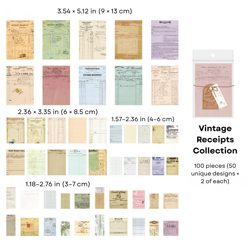 Vintage Receipt Collection Ephemera Pack