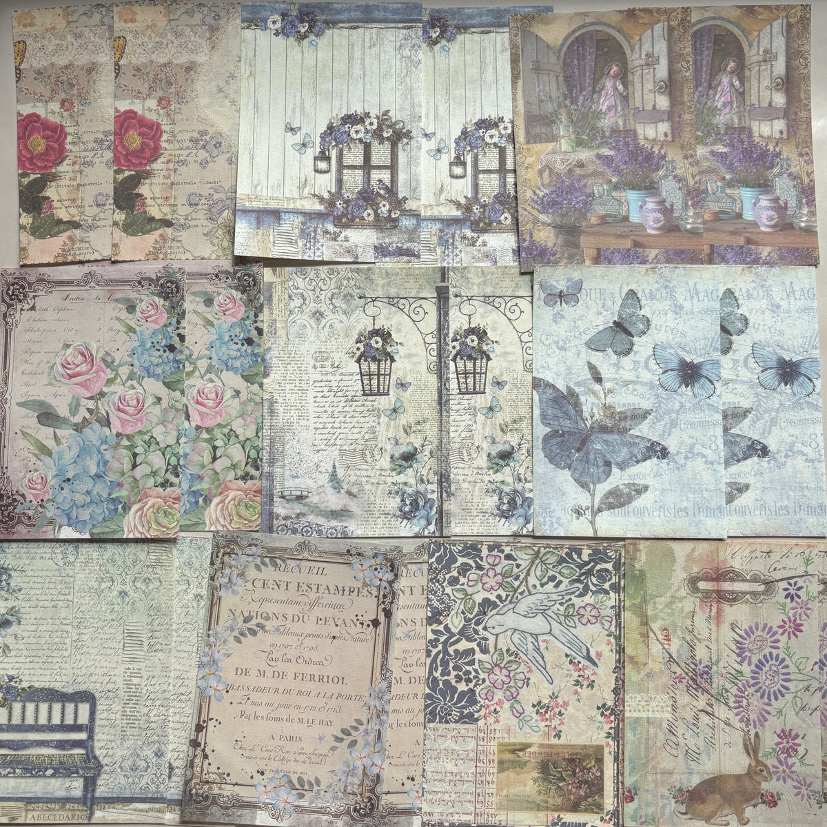Blue and Purple Flower Letter Ephemera Pack - Secret Garden Series