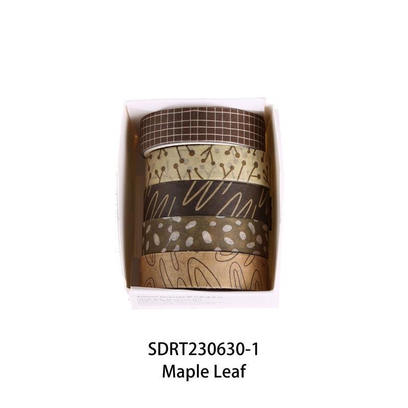 Autumn Whisper Botanical Washi Tape Set, 5 Rolls, 12 Themes
