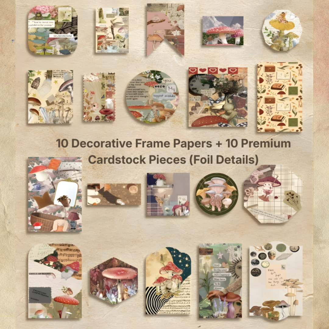 Mushroom Reverie Vintage Scrapbooking Kit and Creative Gift Set