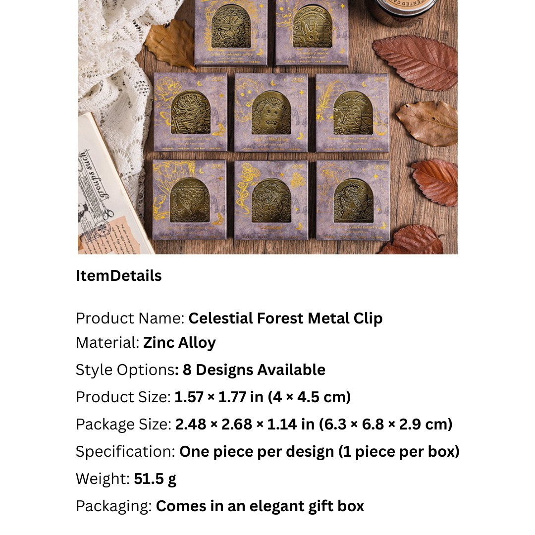 Celestial Forest Decorative Metal Journal Clip