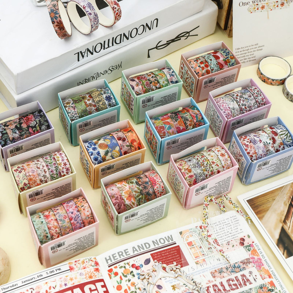 Summer Blooms Floral Washi Tape Set, 5 Rolls