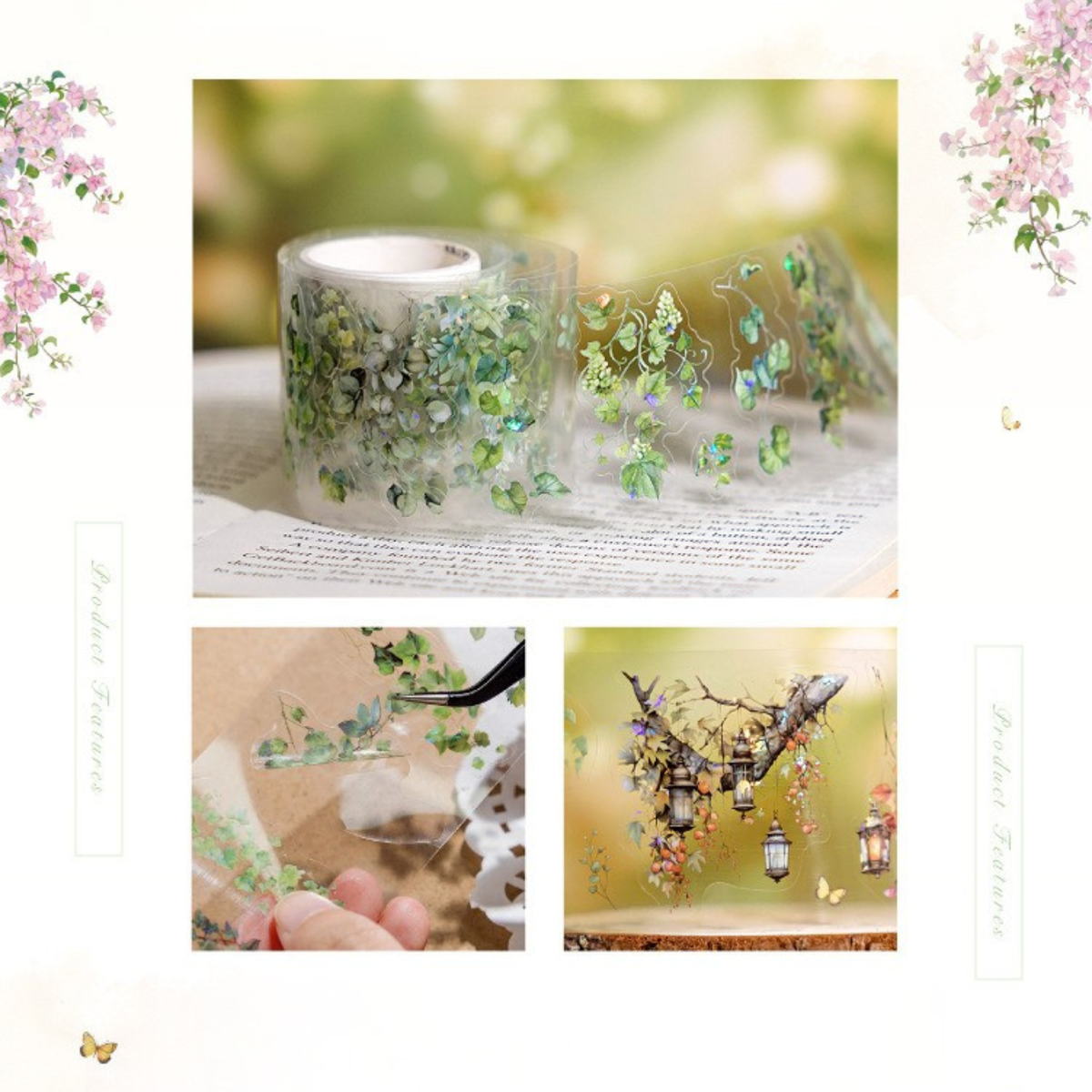 Botanical Branches Pearlescent PET Sticker Tape