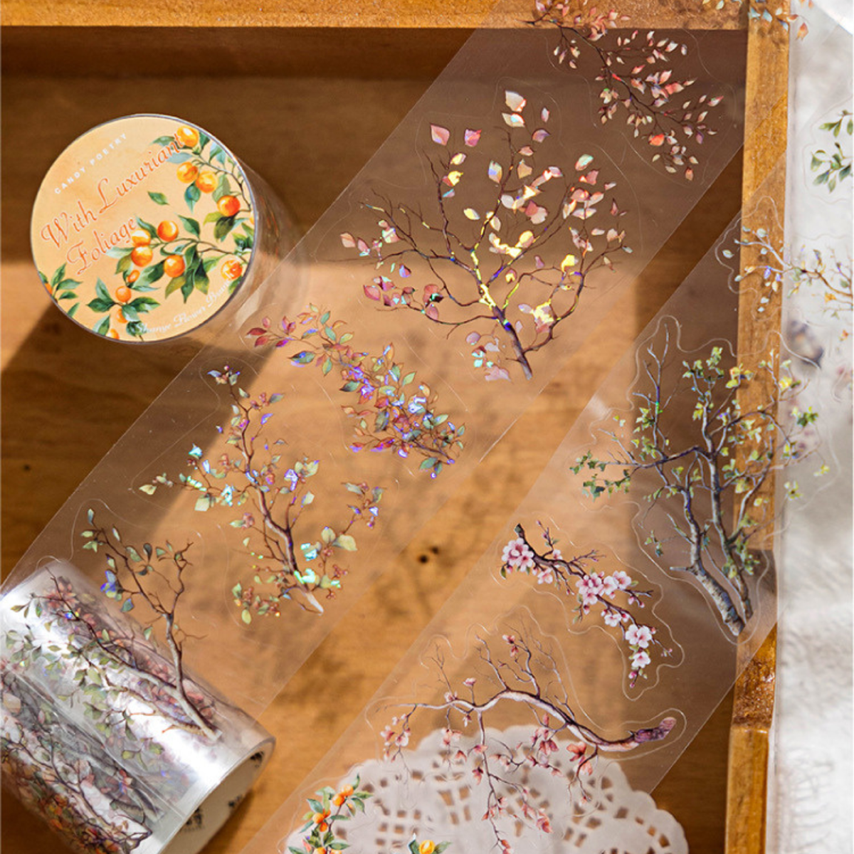 Botanical Branches Pearlescent PET Sticker Tape