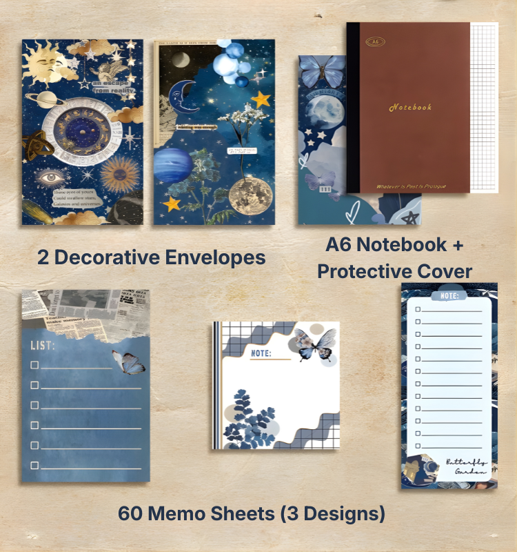 Cosmic Reverie Vintage Scrapbooking Kit and Creative Gift Set