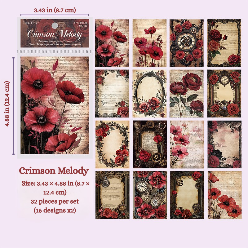 Crimson Melody Background Paper Set