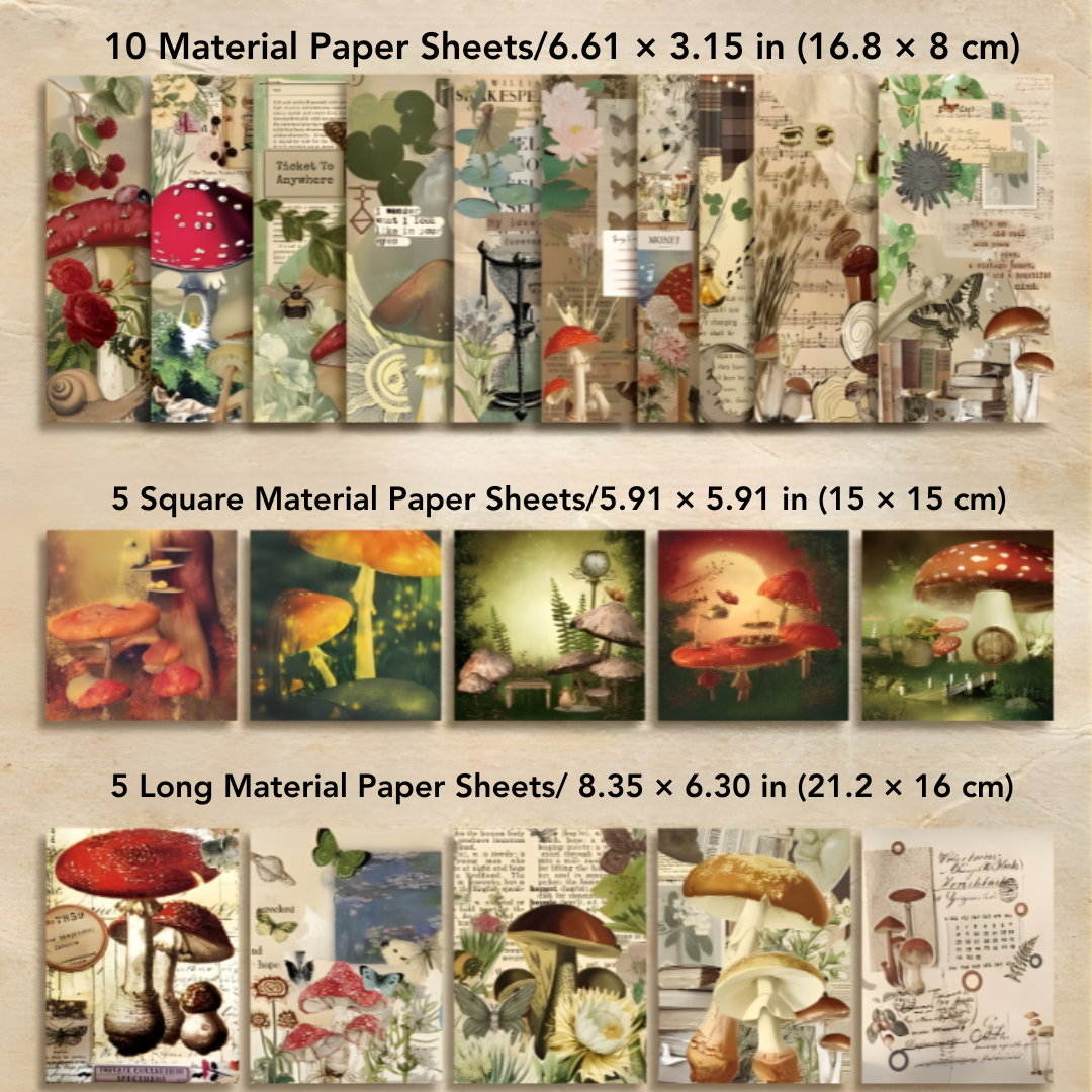 Mushroom Reverie Vintage Scrapbooking Kit and Creative Gift Set