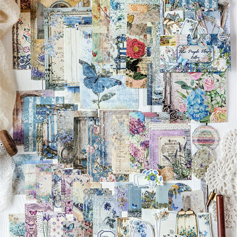 Blue and Purple Flower Letter Ephemera Pack - Secret Garden Series