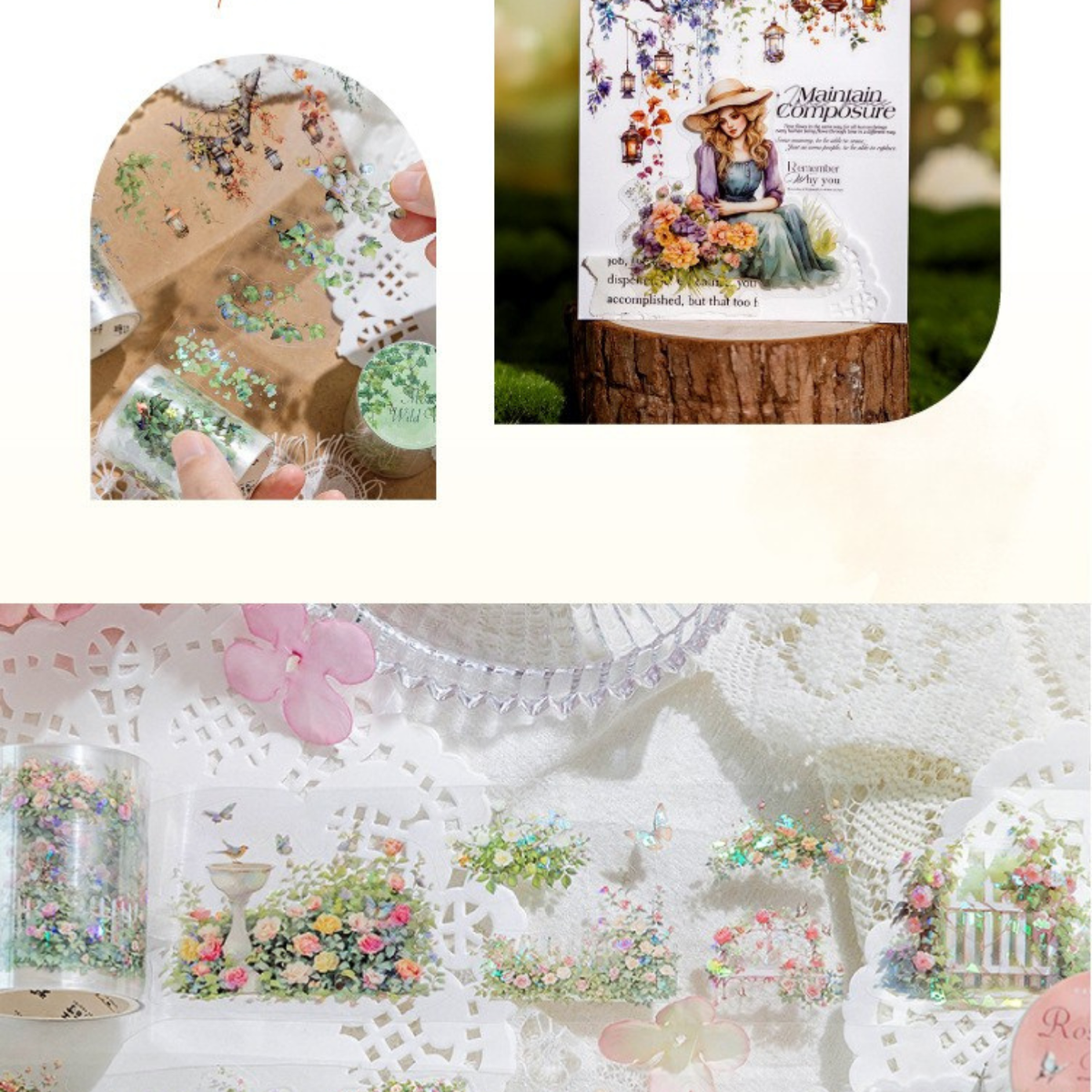 Botanical Branches Pearlescent PET Sticker Tape