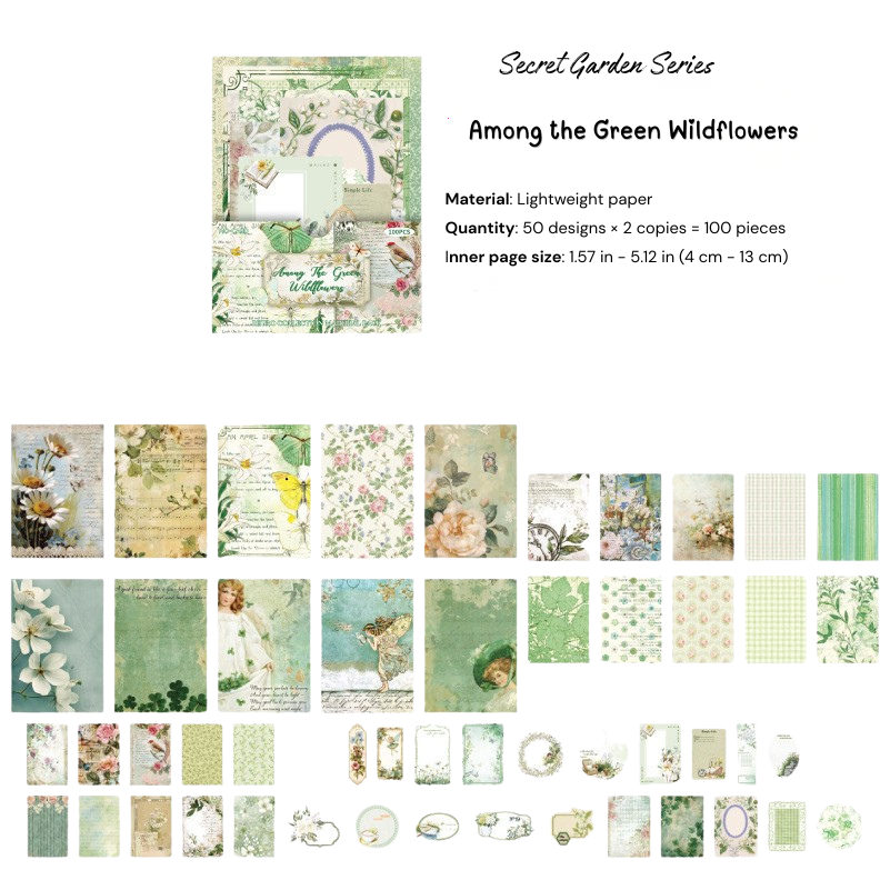Secret Garden Green Wildflower Ephemera Pack - Secret Garden Series