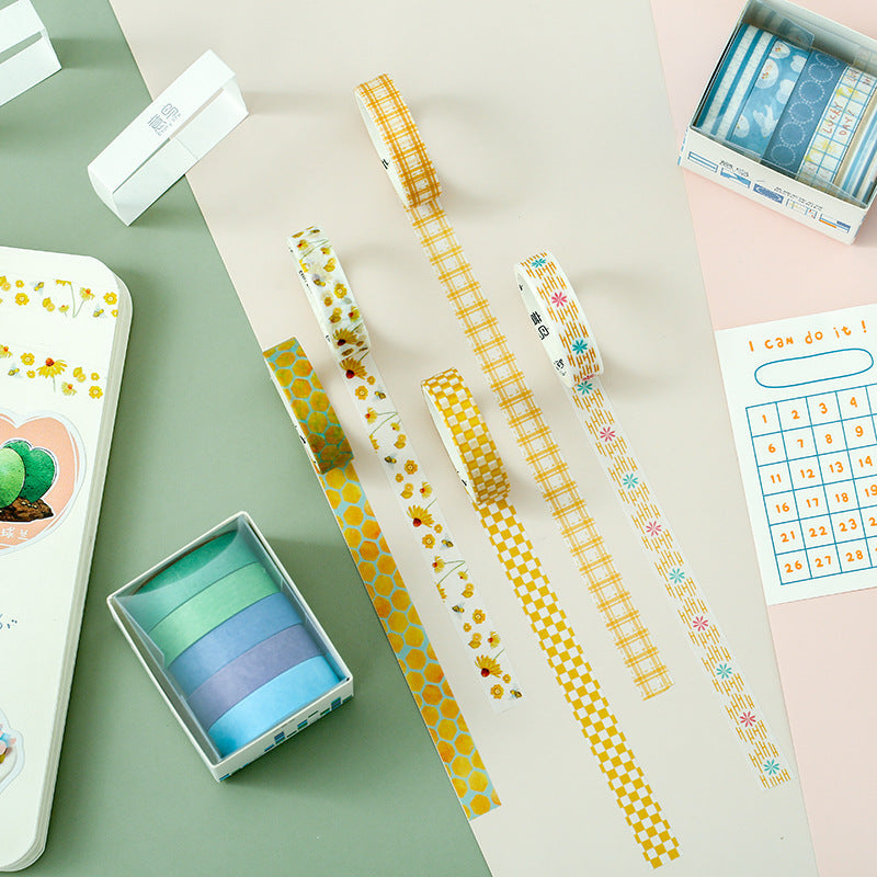 Geometric Washi Tape Set, 5 Rolls