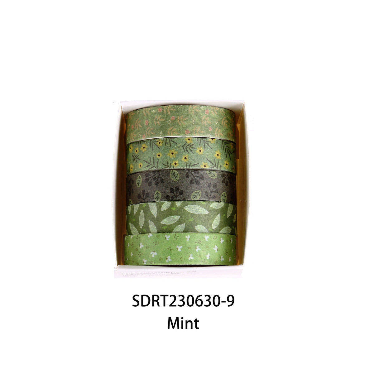 Autumn Whisper Botanical Washi Tape Set, 5 Rolls, 12 Themes