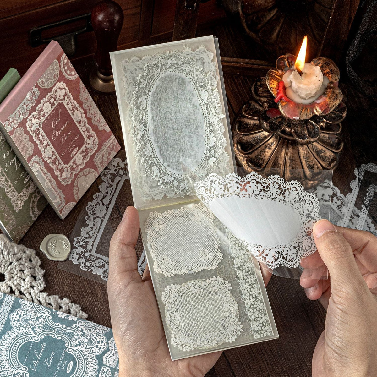 Vintage Lace Frame PET Sticker Book