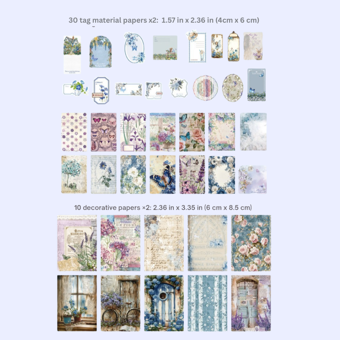 Blue and Purple Flower Letter Ephemera Pack - Secret Garden Series