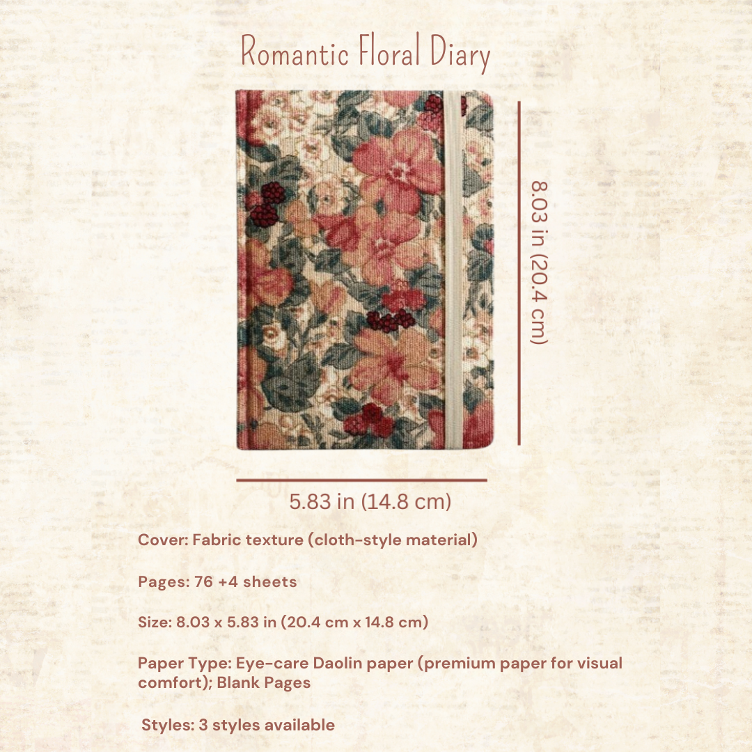 Romantic Floral A5 Diary - Retro Journal