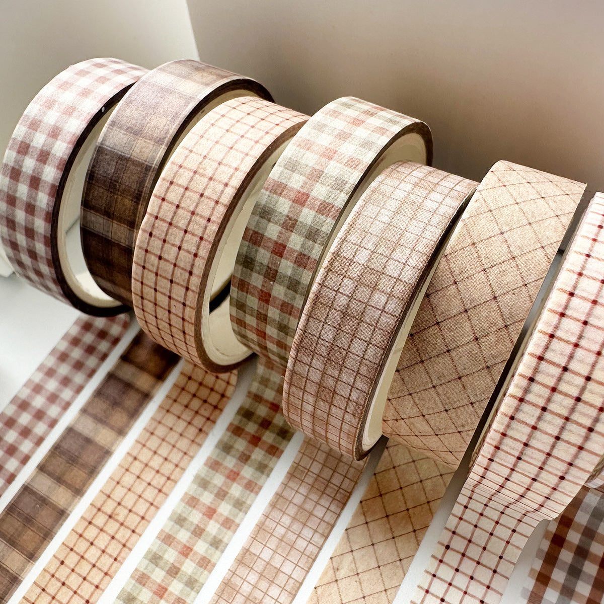 Vintage Slim Washi Tape Set for Journals, 8 Rolls