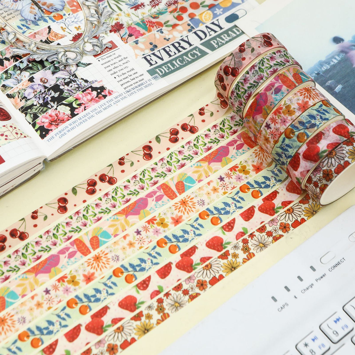 Summer Blooms Floral Washi Tape Set, 5 Rolls